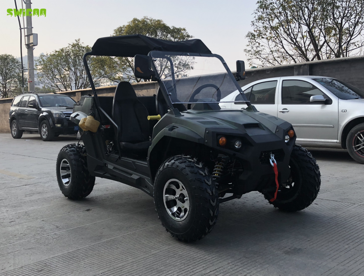 200cc UTV Electric Start Gasoline Go Kart Powered UTV with Winch Trailer Ball 2 Passenger Carts