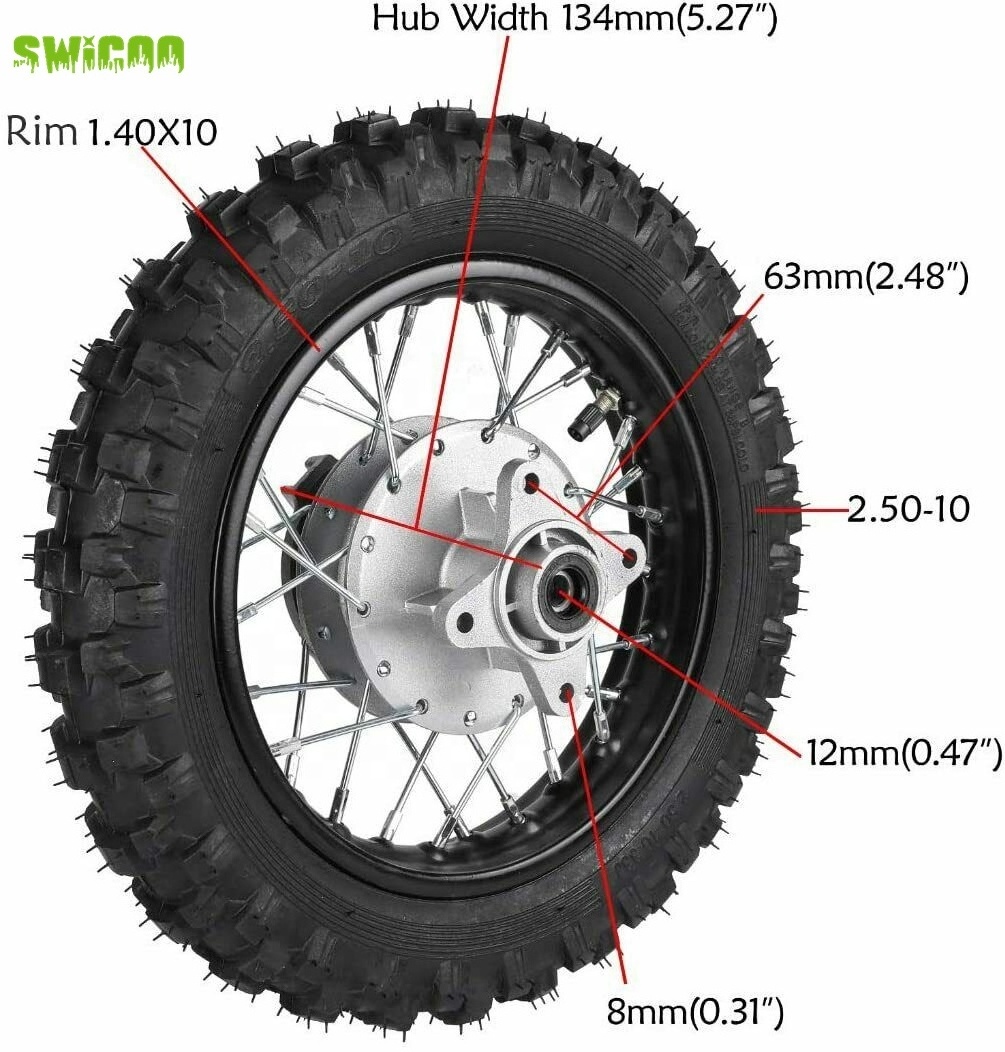 2.50-10 Rear Rim Wheel 10 inch Wheel Rims for 50cc 70cc 110cc SSR Coolster Dirt Bike Motocross Bike