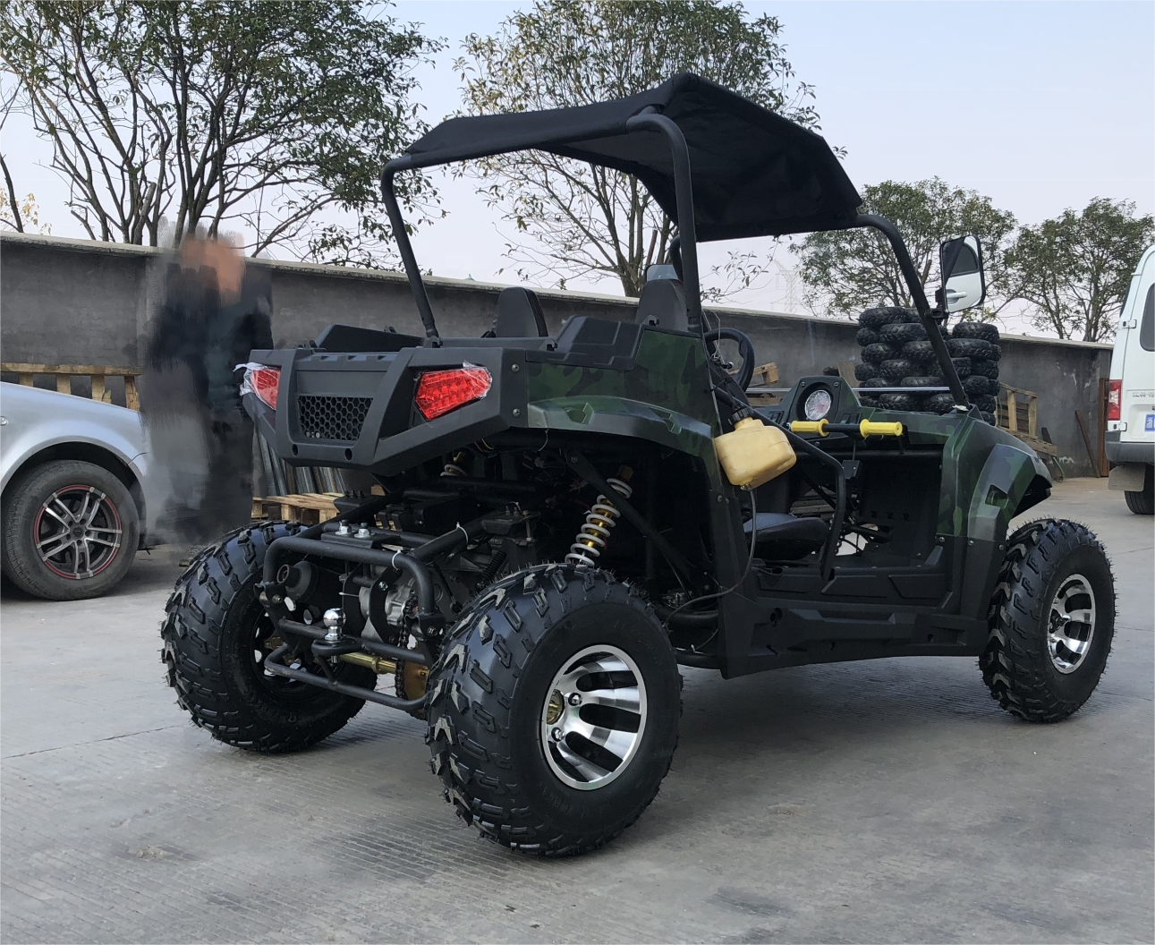 200cc UTV Electric Start Gasoline Go Kart Powered UTV with Winch Trailer Ball 2 Passenger Carts