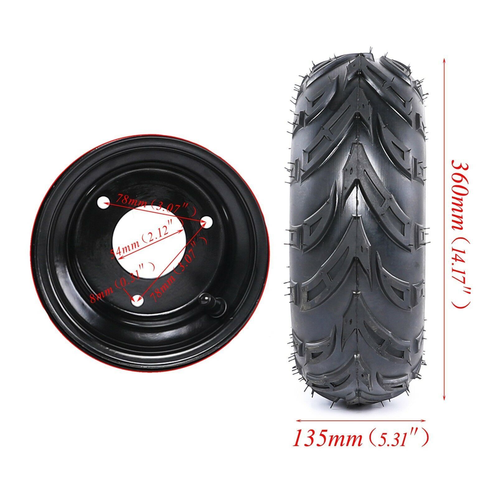 Go-kart ATV Tire with Wheel Assembly 145/70-6 Rim Go kart Mini Bike