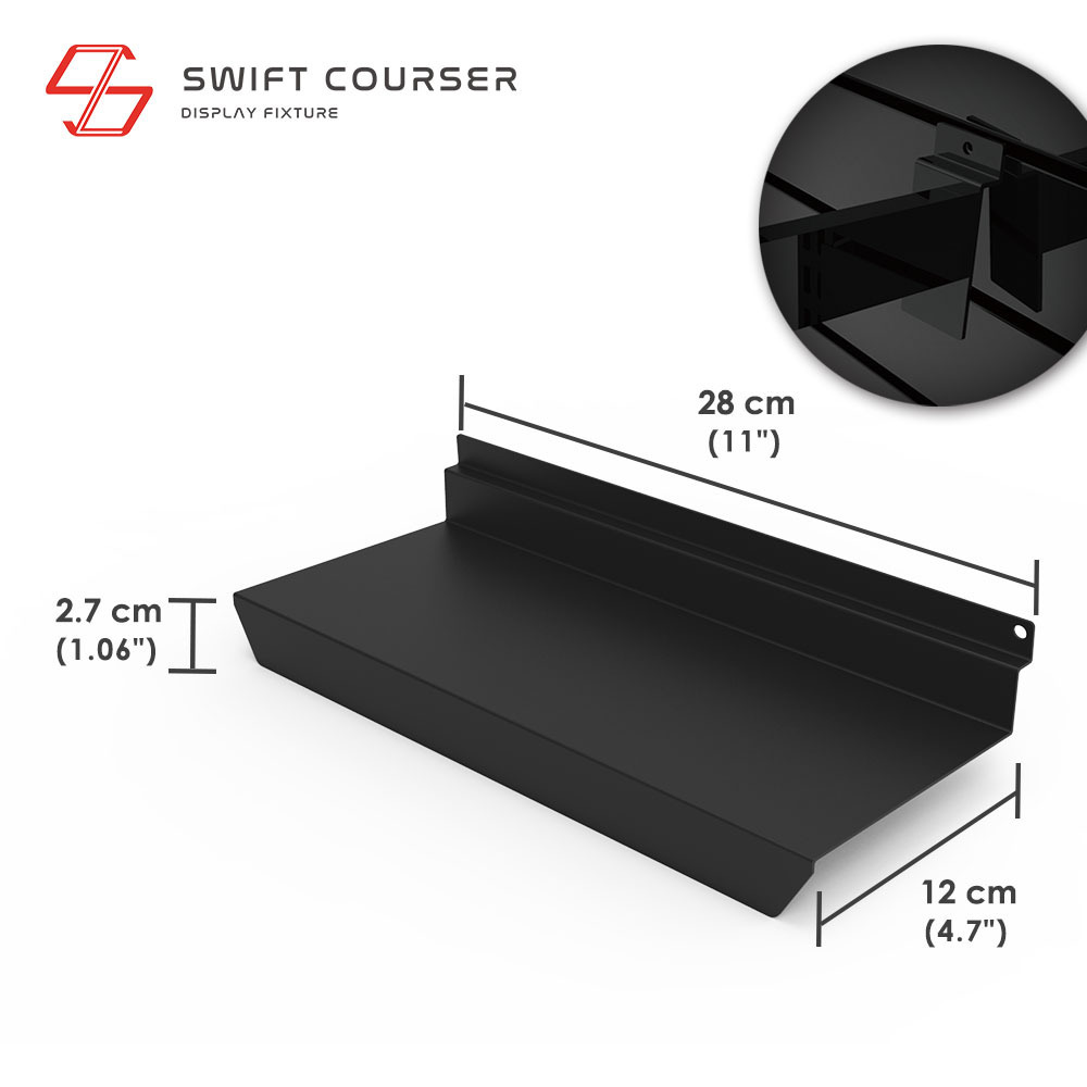 Swift wallmounted shoe shelf slatwall rack display