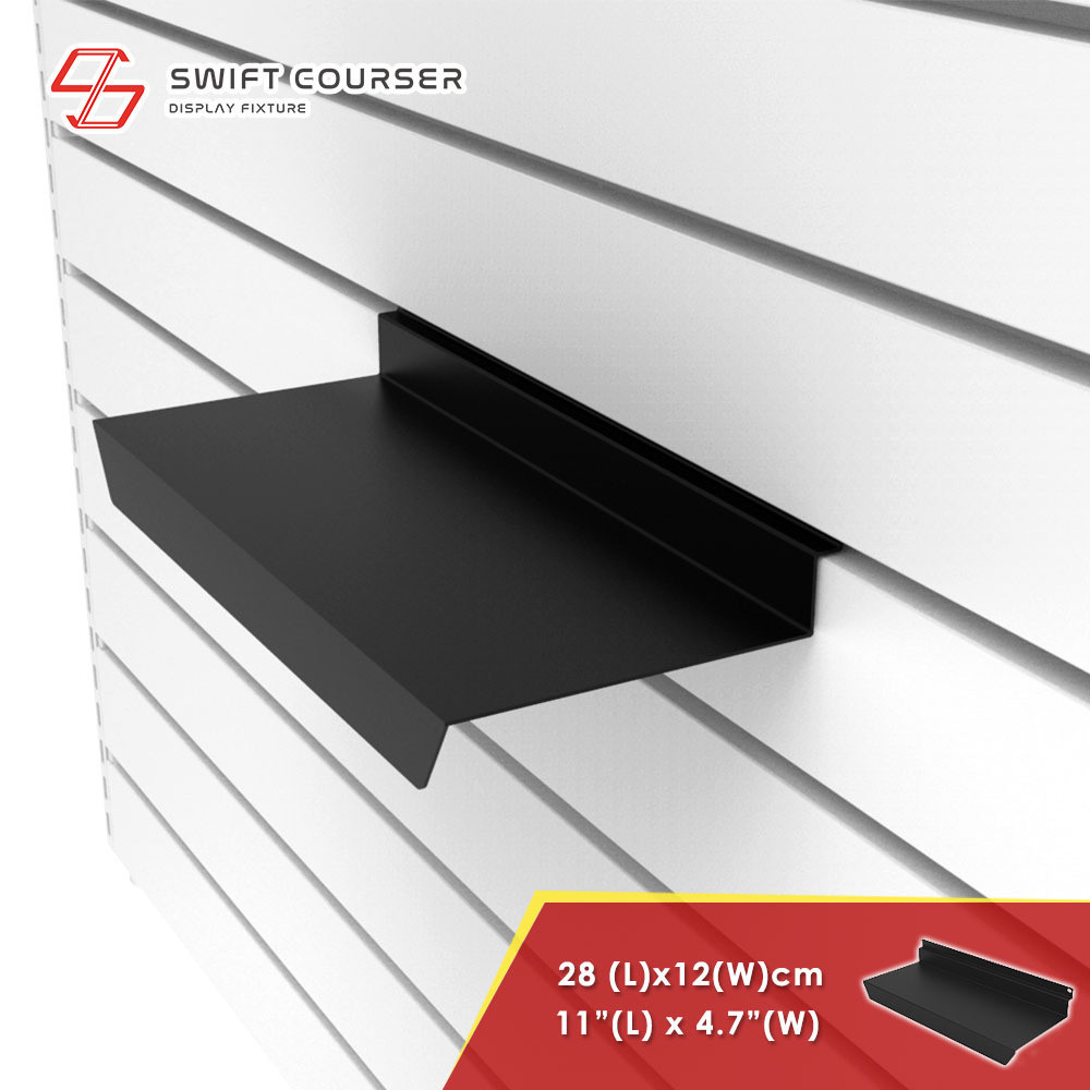 Swift wallmounted shoe shelf slatwall rack display