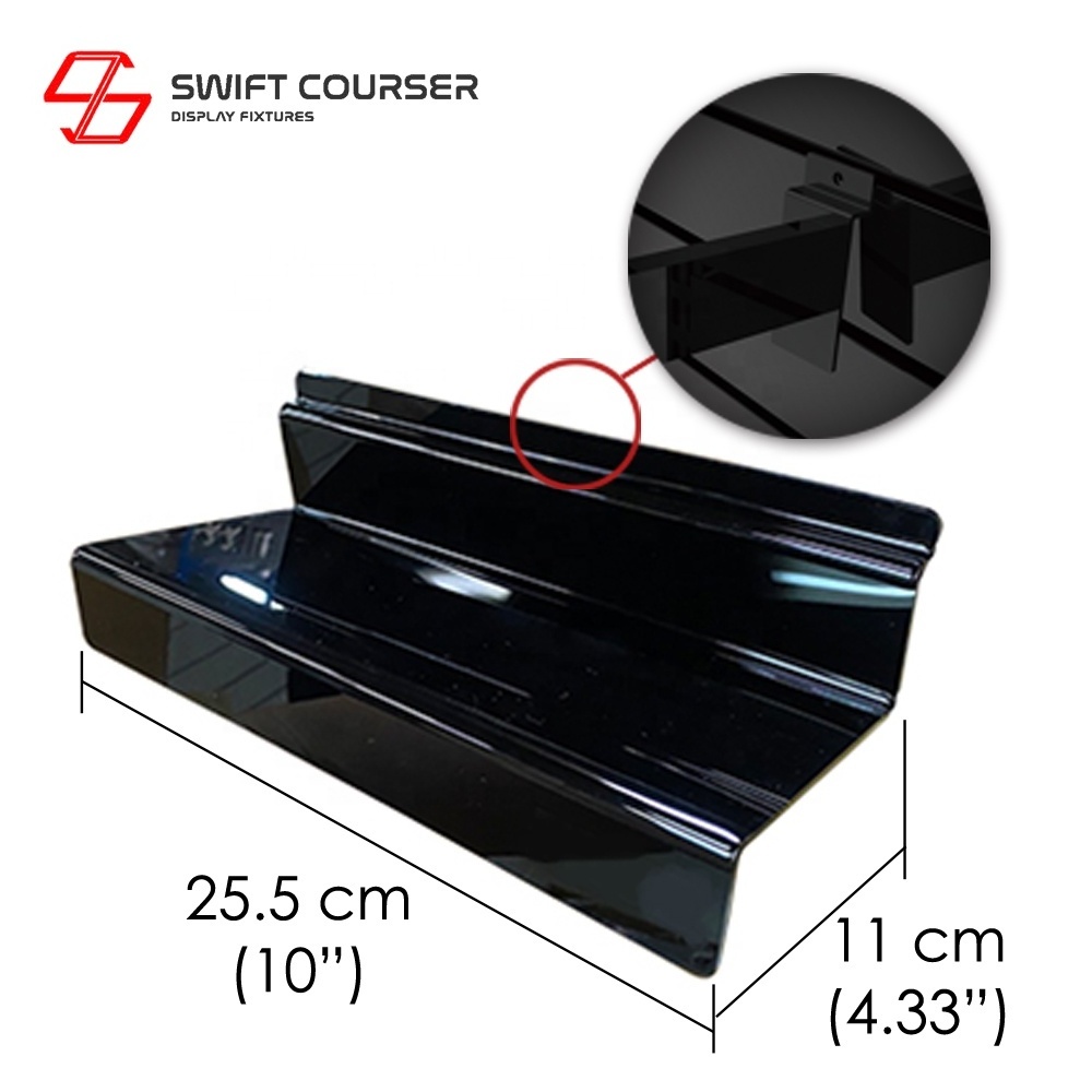 Acrylic slat wall mounted slatwall shoe display holder to custom brand logo