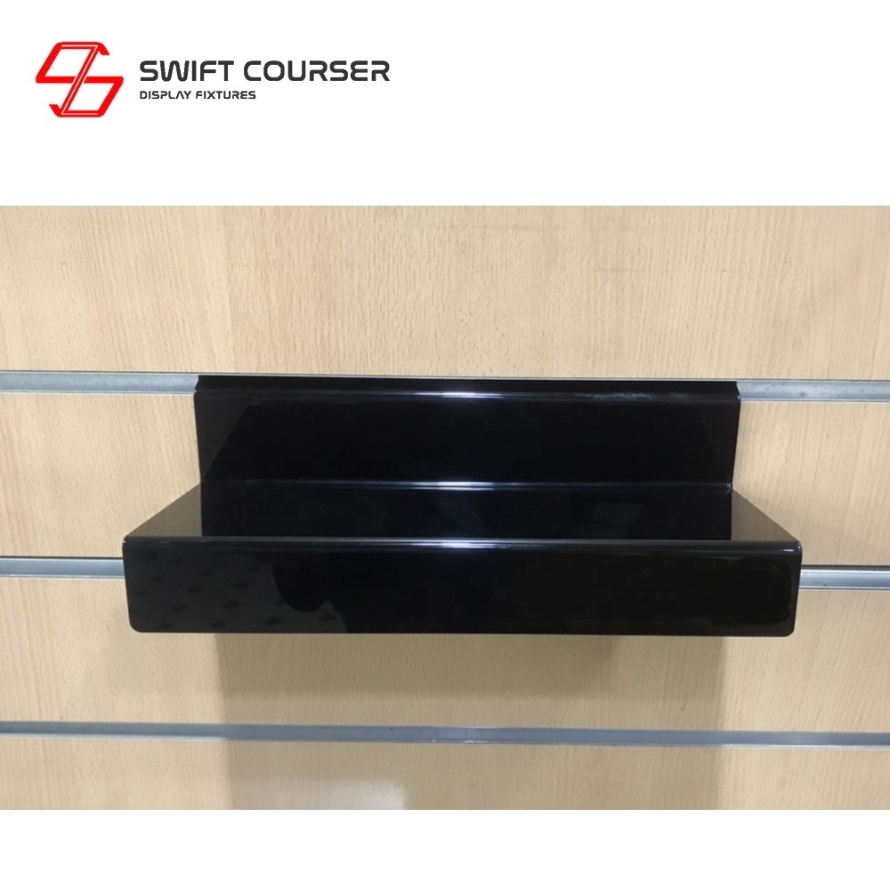 Acrylic slat wall mounted slatwall shoe display holder to custom brand logo