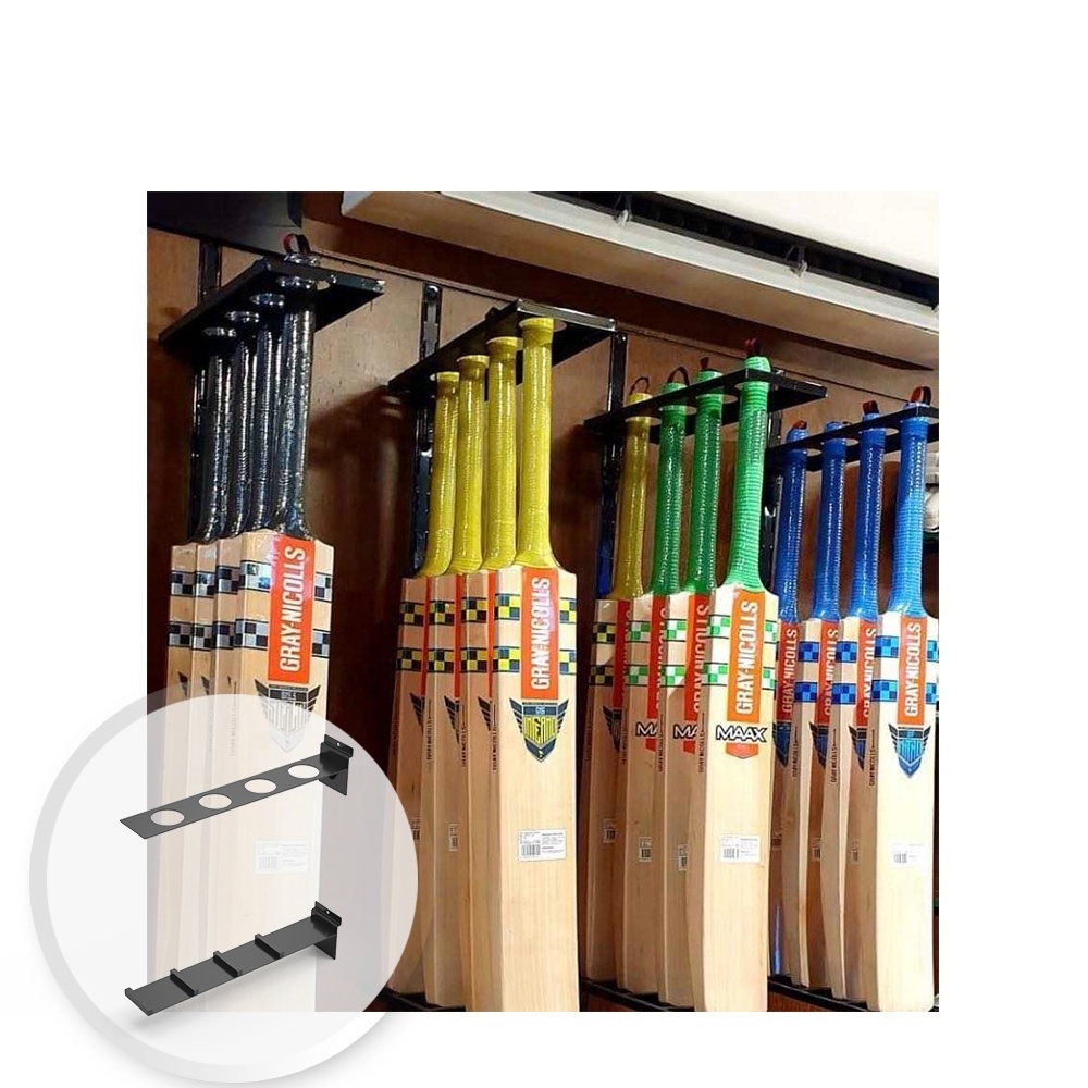 Top quality slat wall mounting collectible cricket bats display racks hook in specialty store