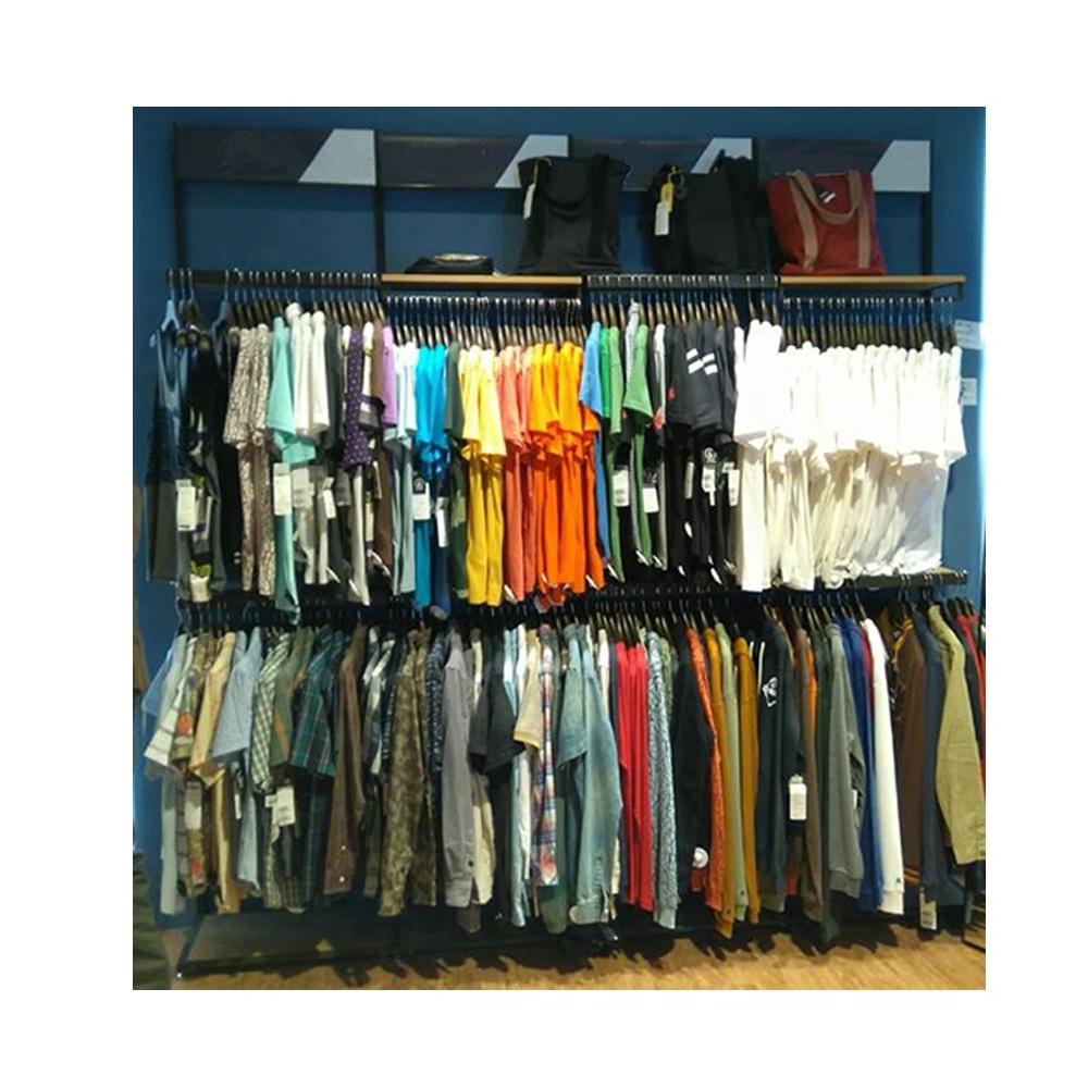 Shopping mall custom clothes wall mounted hanging lowes shelf racks stand