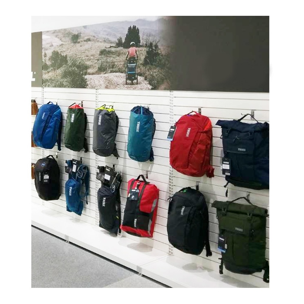 Commercial grade backpack slatwall ideas rack with hooks