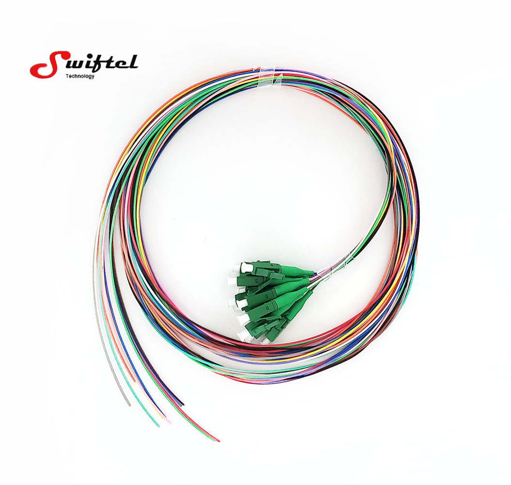 12 color  Single mode LC  connector  0.9mm  fiber optic Pigtail easy strip