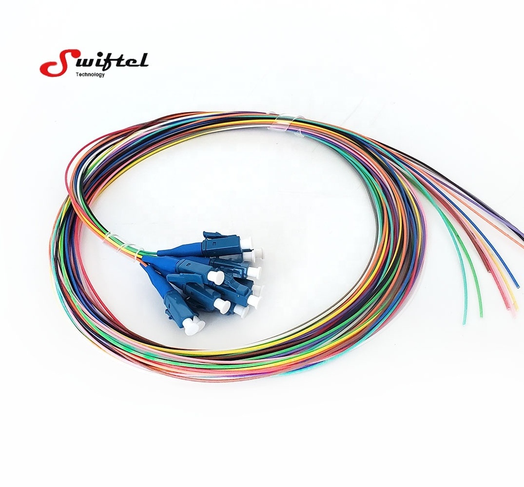 12 color  Single mode LC  connector  0.9mm  fiber optic Pigtail easy strip