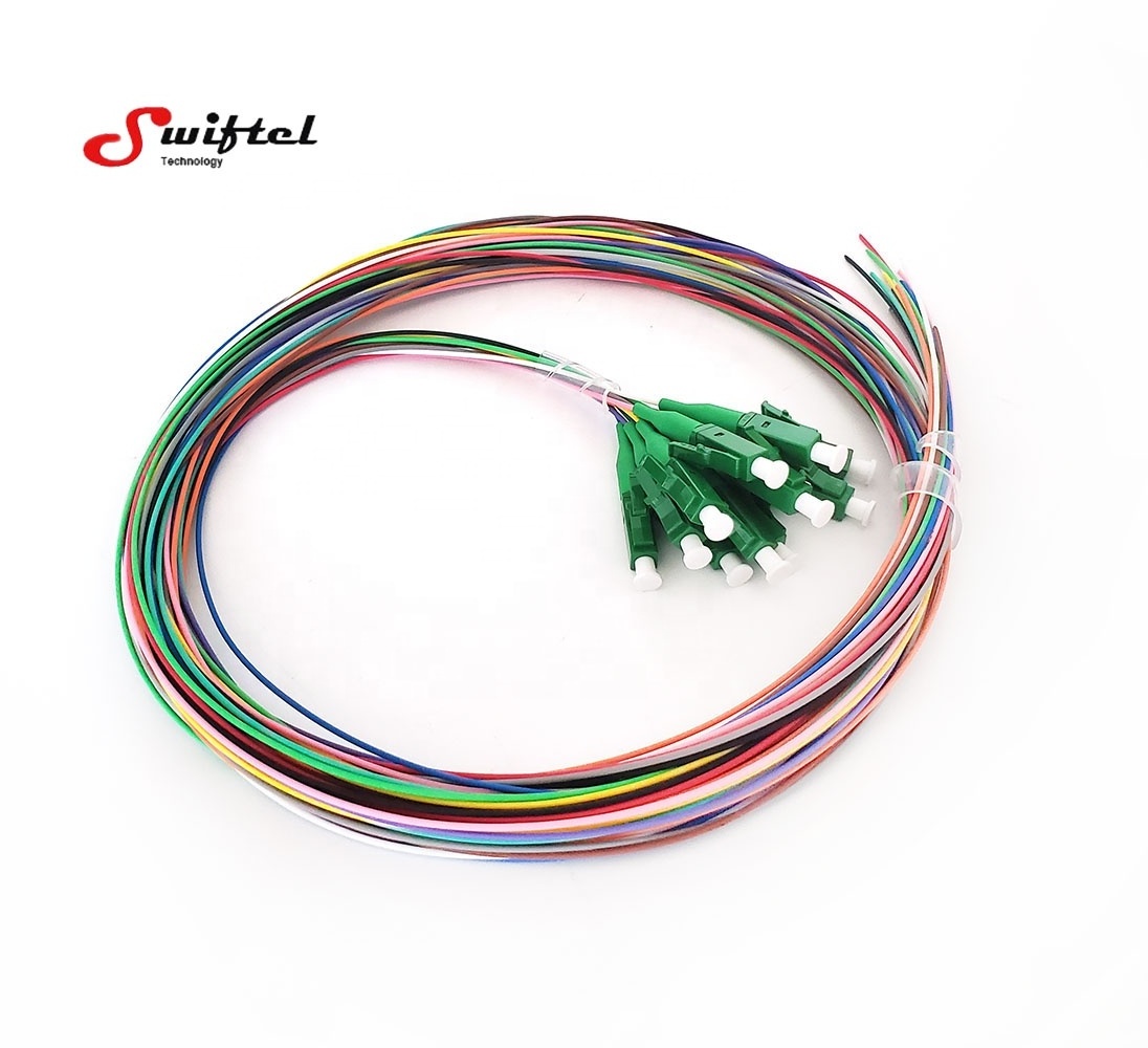 12 color  Single mode LC  connector  0.9mm  fiber optic Pigtail easy strip