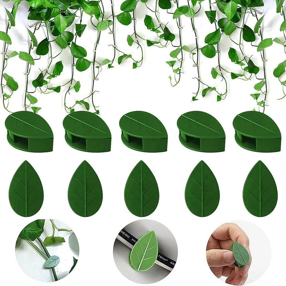 Plant Climbing Wall Fixture Clips Self-Adhesive Hook Vines Traction Invisible Holder Supporting Wire Fixing Green Leaf Clips