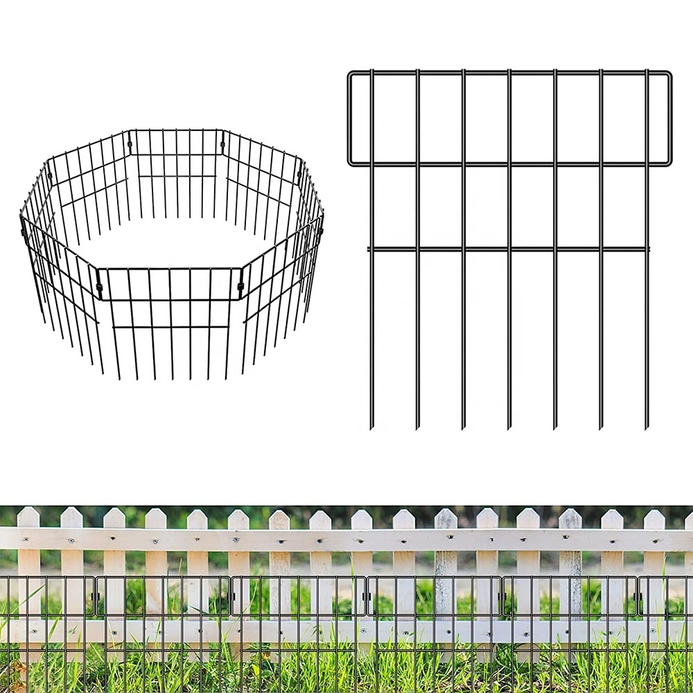 Flower Bed Border Outdoor Metal Decor Garden Edging Rustproof Folding Wrought Iron Fence Panel 24