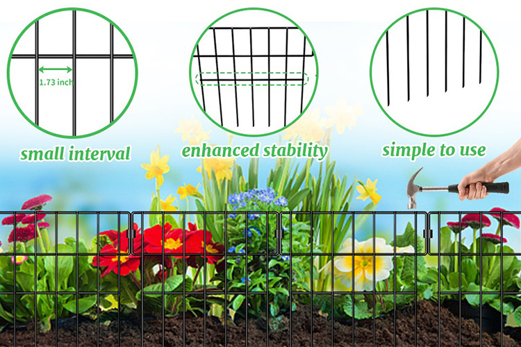 Animal Barrier Fence No Dig Garden Rustproof Metal Wire Dog Ground Stakes Fence iron garden fences