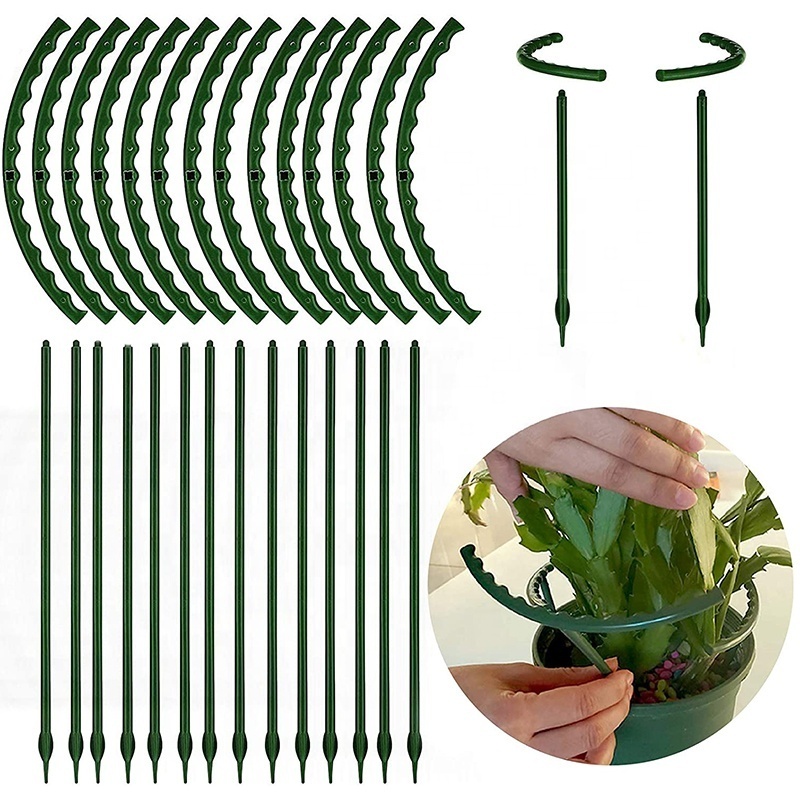 Hot Selling Metal Wire Hoop Plant Support Stakes Half Round Green Garden Plant Supports Ring for Flower Vegetables