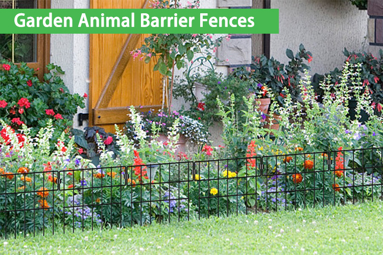 Animal Barrier Fence No Dig Garden Rustproof Metal Wire Dog Ground Stakes Fence iron garden fences