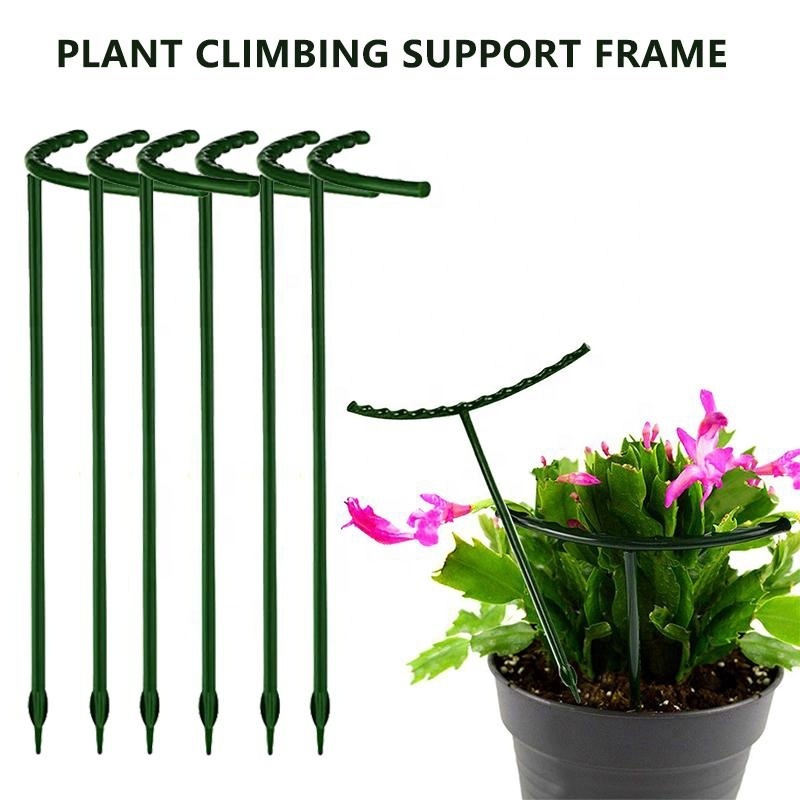 Hot Selling Metal Wire Hoop Plant Support Stakes Half Round Green Garden Plant Supports Ring for Flower Vegetables