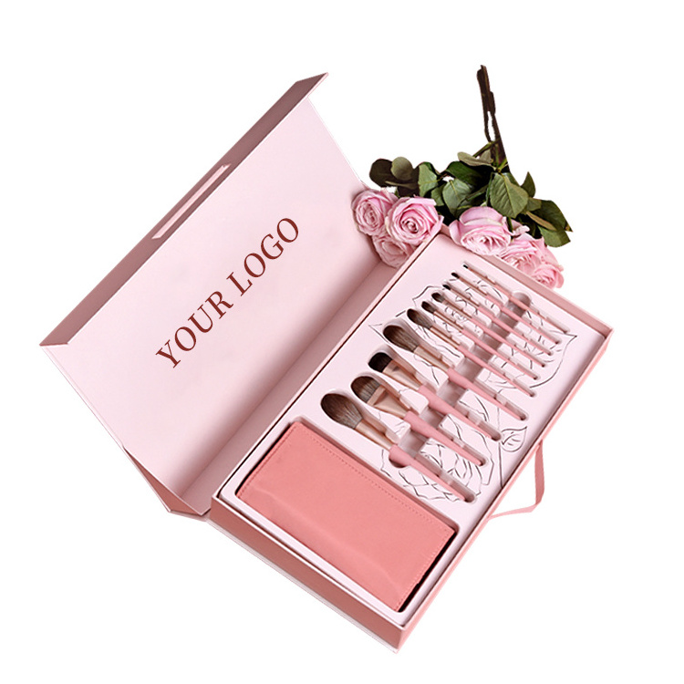 Custom Logo Cosmetic Cardboard Packaging Box 10 Pcs Makeup Brush Packaging Box