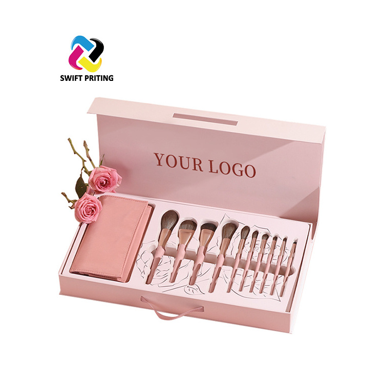 Custom Logo Cosmetic Cardboard Packaging Box 10 Pcs Makeup Brush Packaging Box