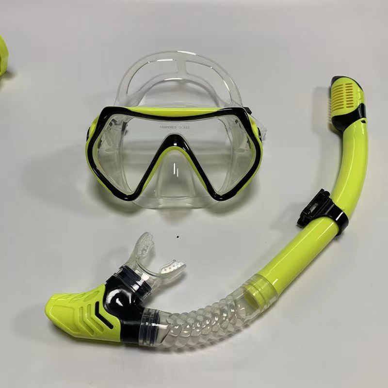 Diving Goggles breathing tube set men's and women's new adult large frame silicone face mirror swimming diving glasses