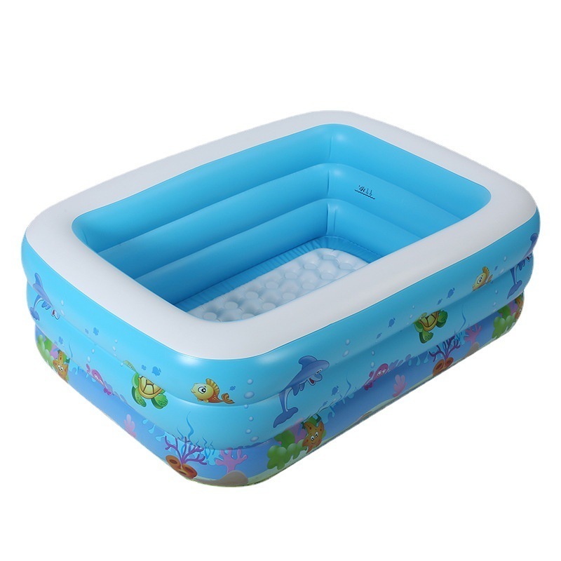 New PVC children's inflatable swimming pool household outdoor pool thickened blue and white printed baby pool