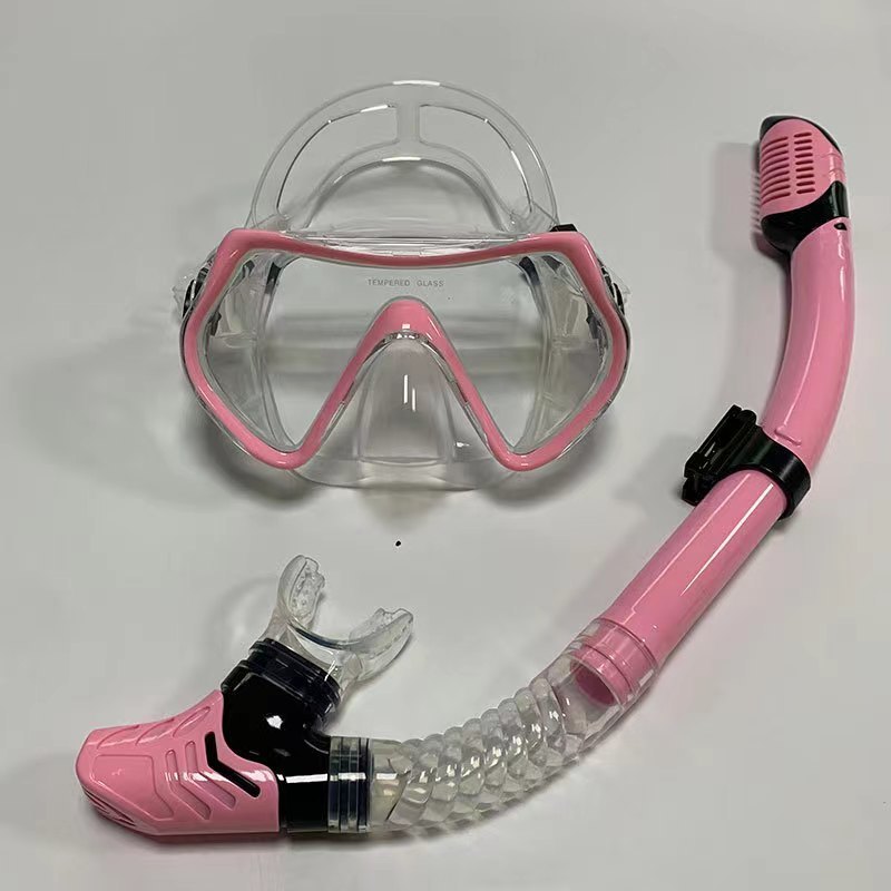 Diving Goggles breathing tube set men's and women's new adult large frame silicone face mirror swimming diving glasses