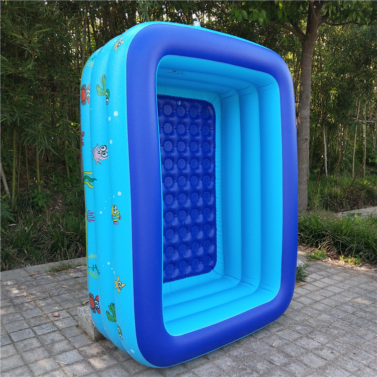 New PVC children's inflatable swimming pool household outdoor pool thickened blue and white printed baby pool