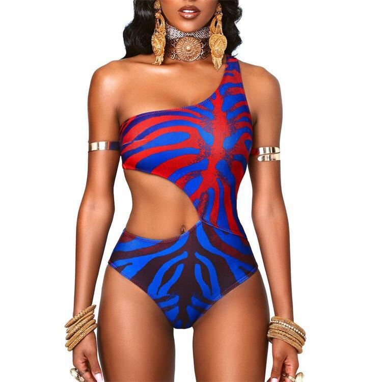 Ready To Ship Trendy Adult Beachwear One Piece Swimsuit Women Sexy Stretch African Tribal Swimwear Design