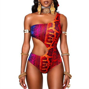 Ready To Ship Trendy Adult Beachwear One Piece Swimsuit Women Sexy Stretch African Tribal Swimwear Design