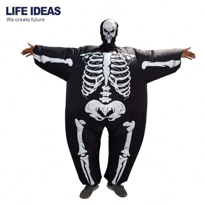 Grim Reaper Scary Halloween Costumes Ghost Skeleton Skull Inflatable Illusion Blowup Suit