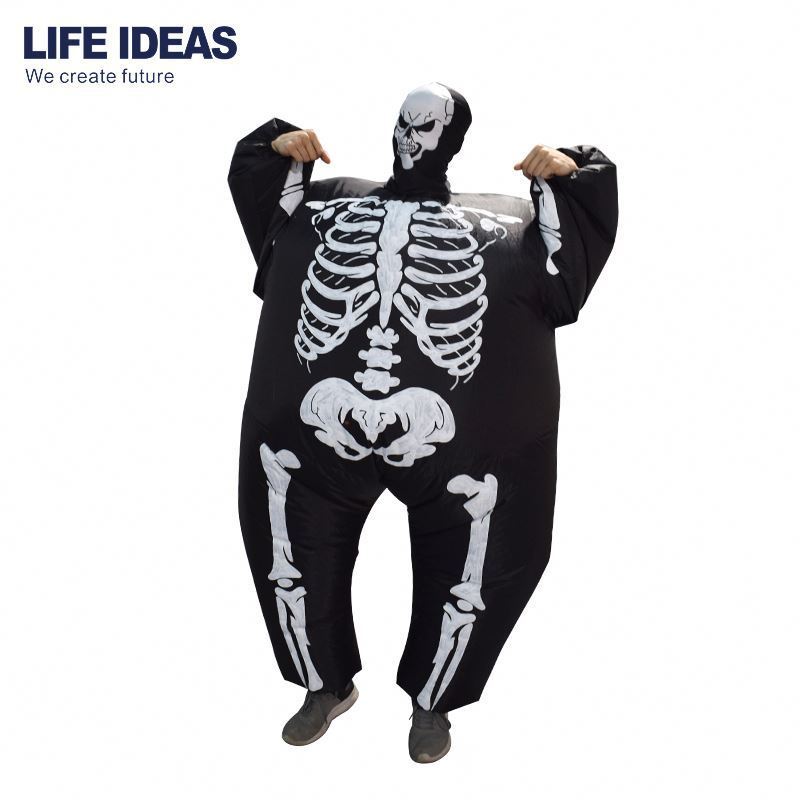 Halloween Party Funny Inflatable Fat Costume Skull Decoration Inflatable Skeleton Costume For Adult