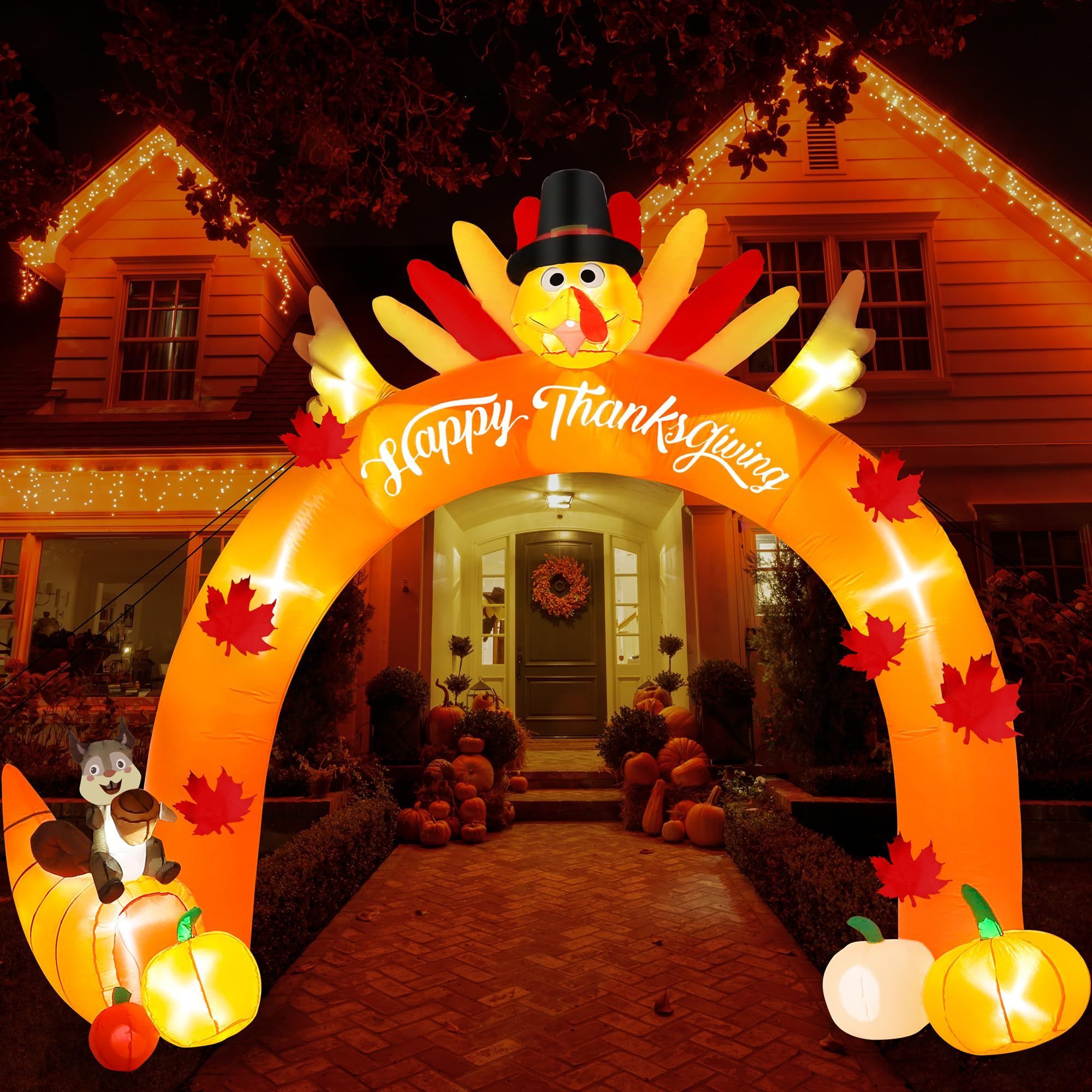 Blow Up Thanksgiving Inflatables Archway Decorations for Happy Fall Harvest Holiday Patio Outside Autumn Decor