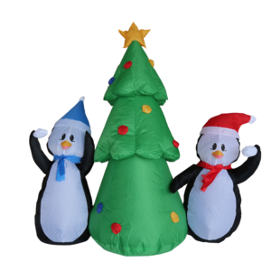 Funny Inflatable Outdoor Christmas Two Penguin And Tree Decorations