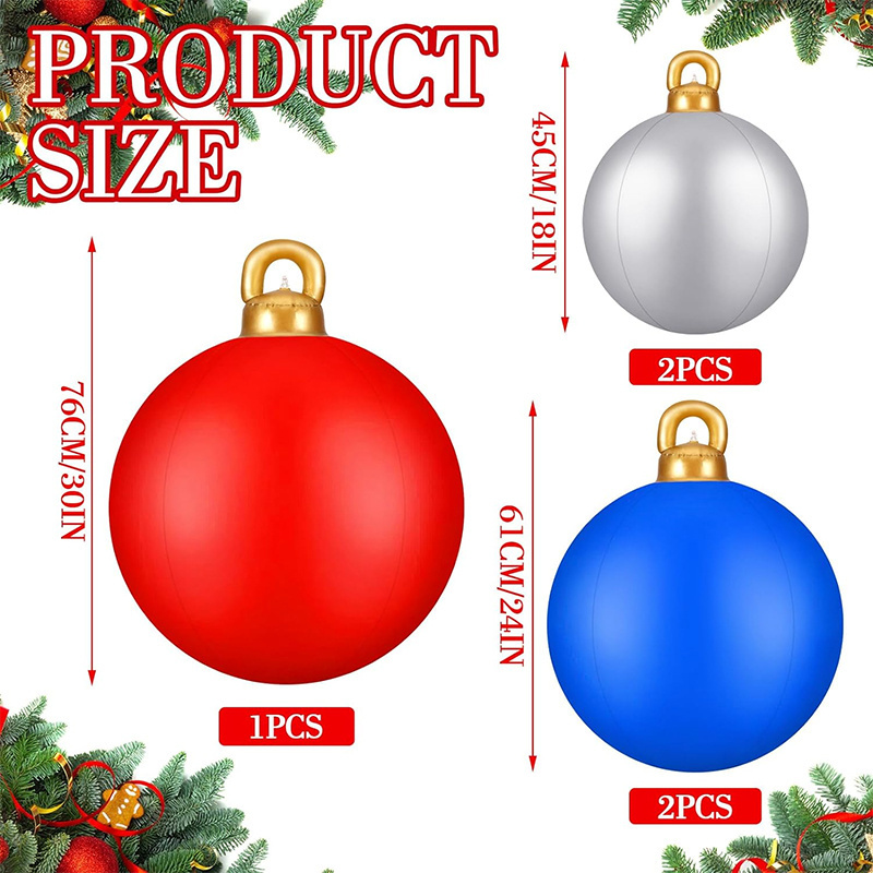 5Pcs 18 Inch 24 Inch 30 Inch Giant Inflatable Christmas Ball PVC Outdoor Christmas Decorations Inflatable Ornaments Xmas Ball