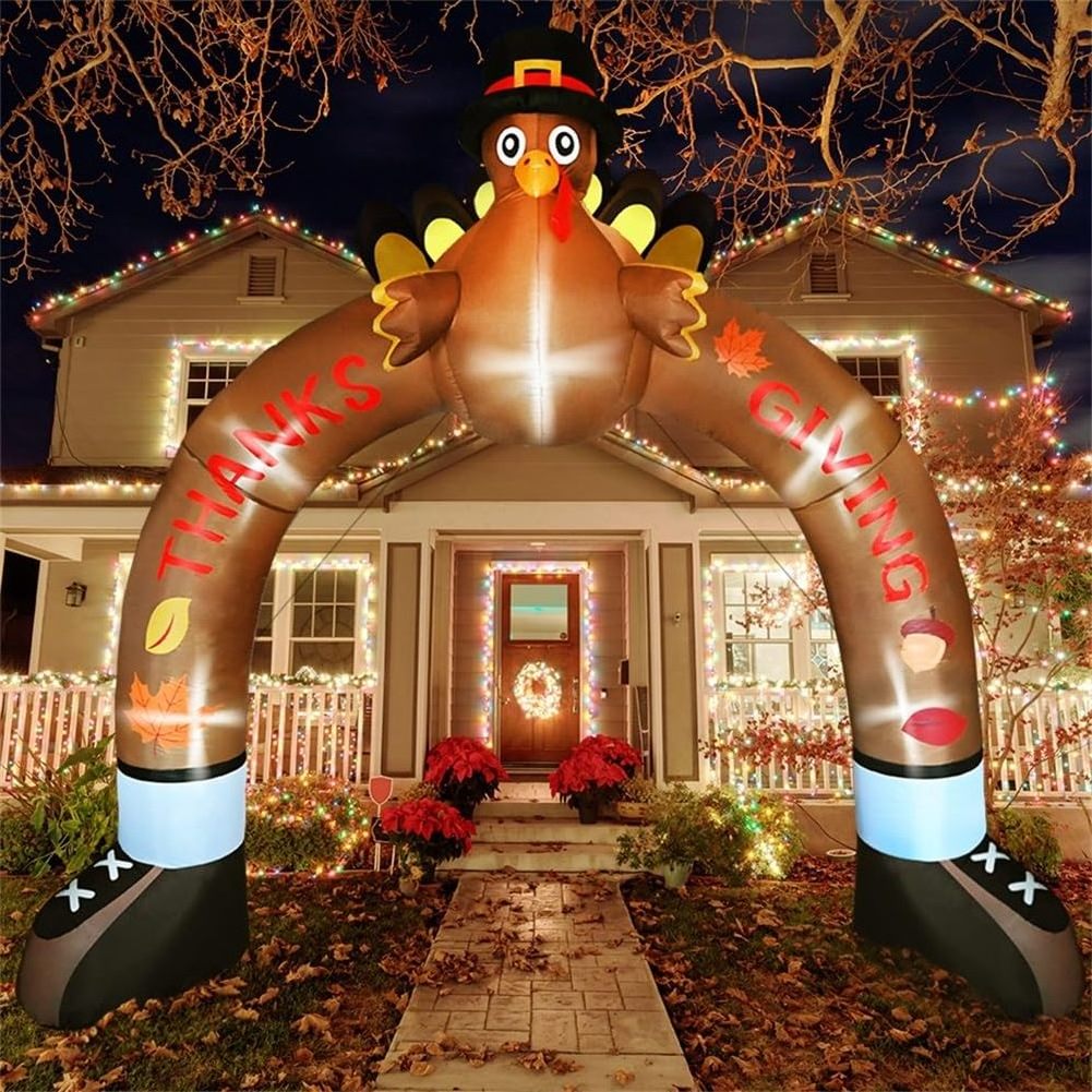 Blow Up Thanksgiving Inflatables Archway Decorations for Happy Fall Harvest Holiday Patio Outside Autumn Decor