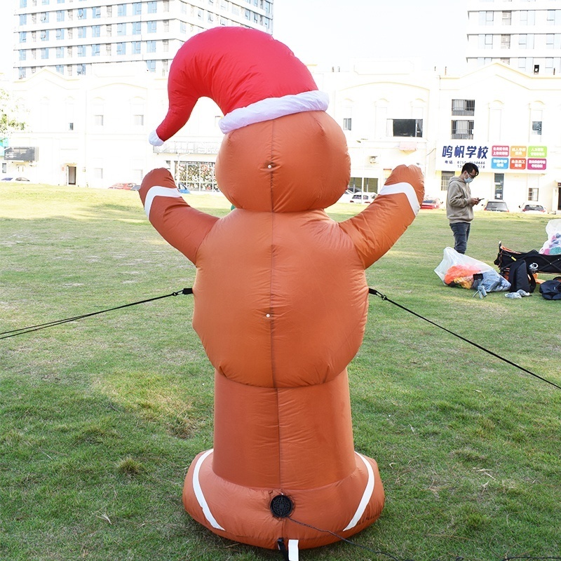 Giant Inflatable Gingerbread Man With Hat Holiday Event Cartoon Doll Christmas Mascot Outdoor Decorations