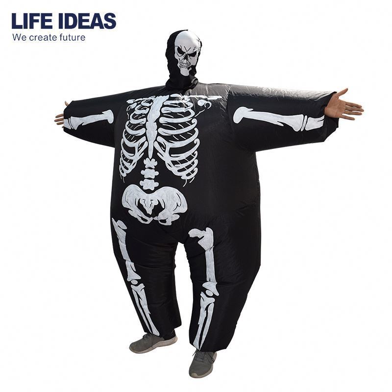 Grim Reaper Scary Halloween Costumes Ghost Skeleton Skull Inflatable Illusion Blowup Suit