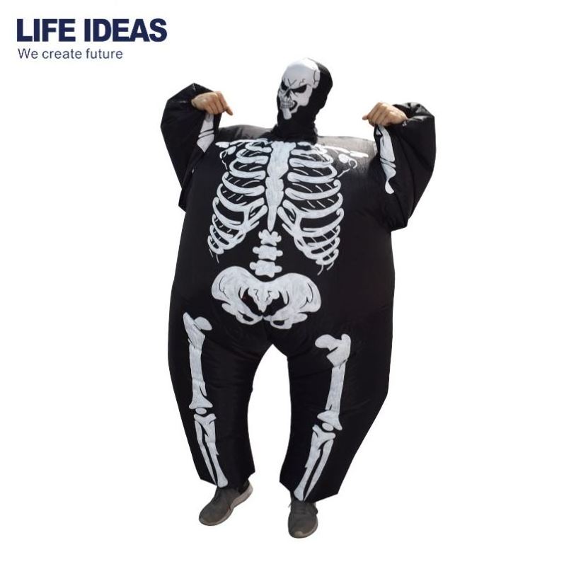 Black Skull Skeleton Halloween Party Funny Dress Inflatable Costume