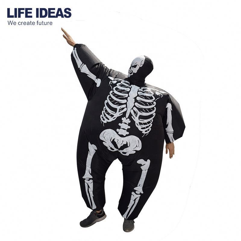 Black Skull Skeleton Halloween Party Funny Dress Inflatable Costume