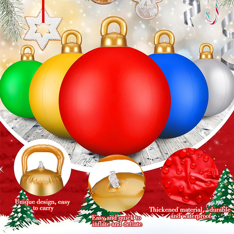 5Pcs 18 Inch 24 Inch 30 Inch Giant Inflatable Christmas Ball PVC Outdoor Christmas Decorations Inflatable Ornaments Xmas Ball