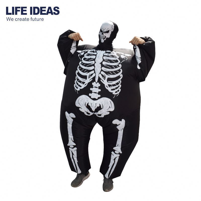 Grim Reaper Scary Halloween Costumes Ghost Skeleton Skull Inflatable Illusion Blowup Suit