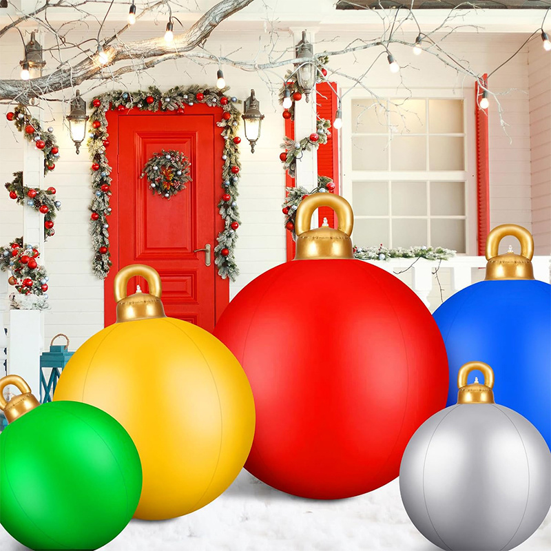 5Pcs 18 Inch 24 Inch 30 Inch Giant Inflatable Christmas Ball PVC Outdoor Christmas Decorations Inflatable Ornaments Xmas Ball