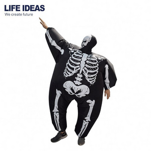 Grim Reaper Scary Halloween Costumes Ghost Skeleton Skull Inflatable Illusion Blowup Suit