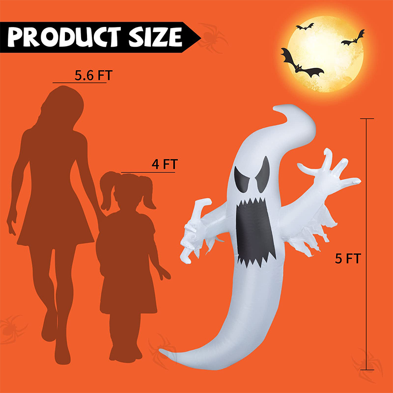 5FT Halloween Deractions Inflatable Halloween Hanging Ghost Blow Up Yard Decoration Clearance with LED Lights