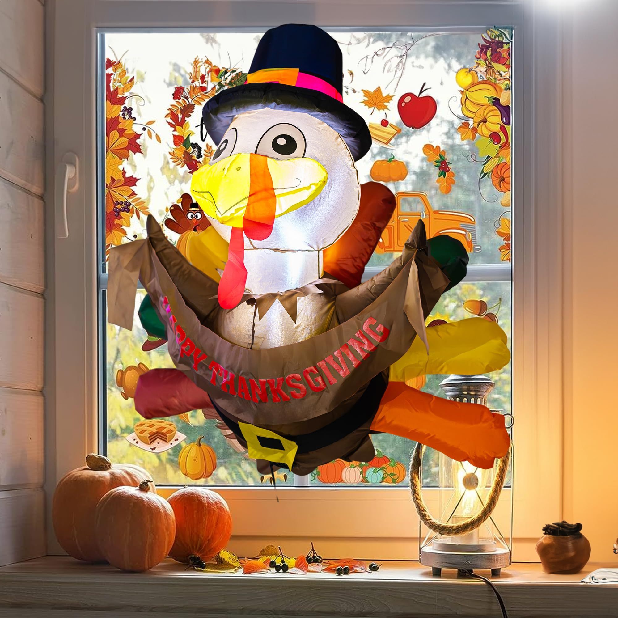 Creative Thanksgiving Turkey Blow Up Inflatable Decoration for Thanksgiving Party Yard Garden Lawn Decor