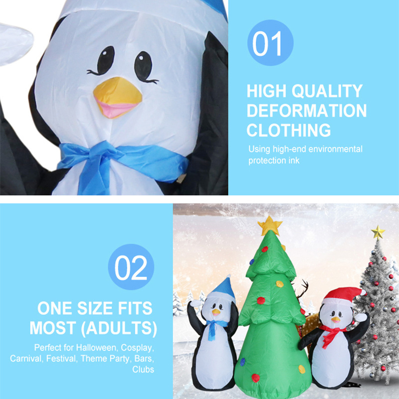 Funny Inflatable Outdoor Christmas Two Penguin And Tree Decorations