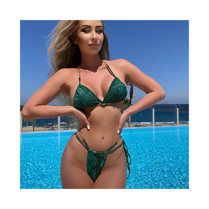 Custom Swimsuit Mature Women Two Piece Swimwear Bathing Suit European And American Luxury Sexy Thong Halter Bikini Beachwear