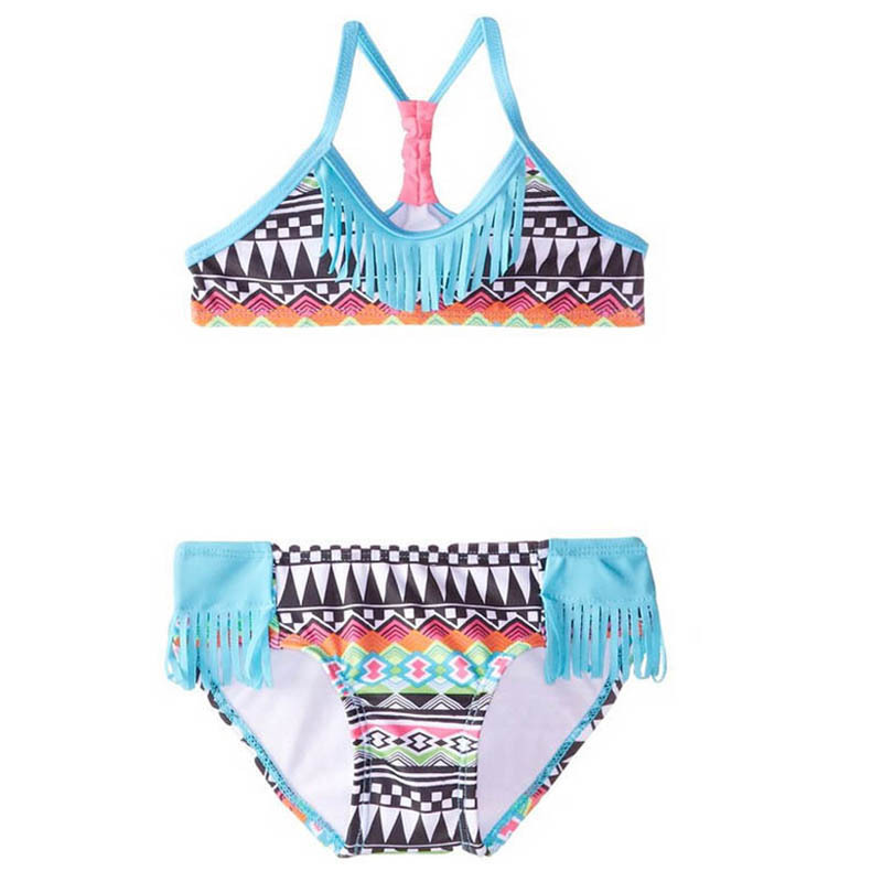 Hot sales age 4 to 12 years old girl bikinis two pieces bikini swimsuit child girl modest tankini bathing suit