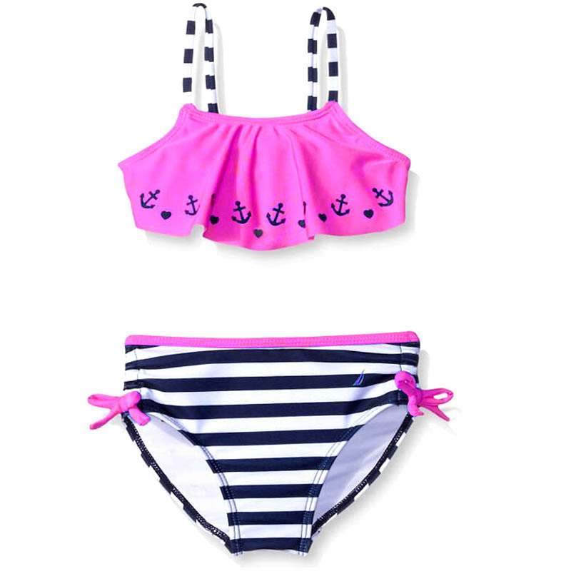 Classic kid girl two pieces bikini set swimsuit young girl modest bikini bathing suit age from 4 to 10 years old