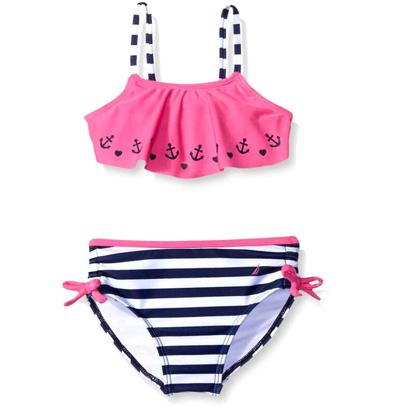 Classic kid girl two pieces bikini set swimsuit young girl modest bikini bathing suit age from 4 to 10 years old