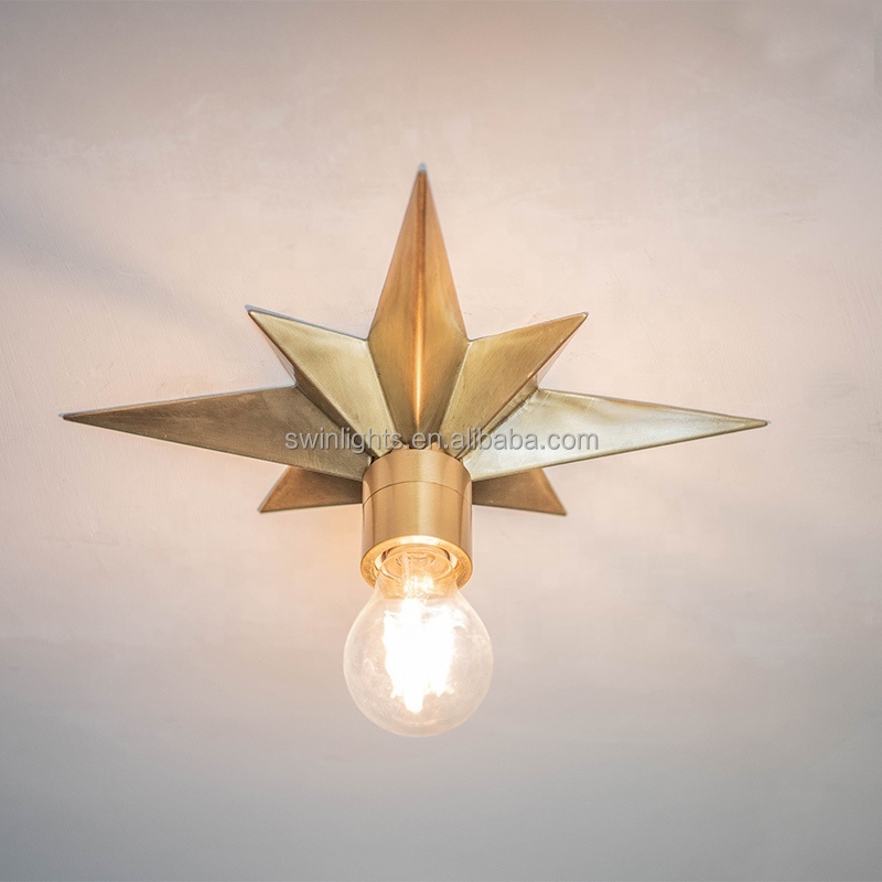 modern  star shape brass ceiling light sample wall lamp decorative lighting